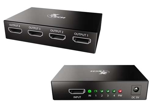 MULTIPLICADOR HDMI® DE 4 PUERTOS, HASTA 3840X2160, CON ALIMENTACIÓN DE CORRIENTE